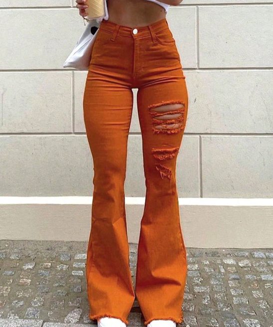 Ladies Fashion Skinny Jeans Micro Flared Pants