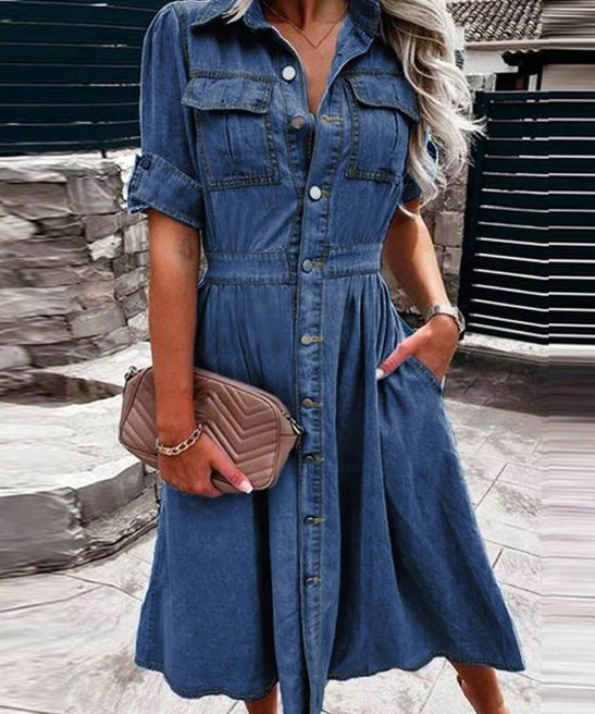 Ladies Denim Dress Long Skirt Casual